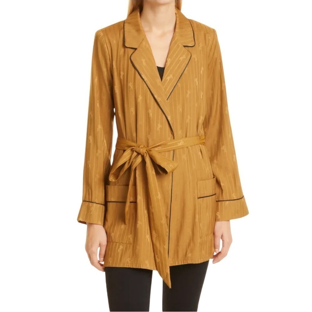 L'AGANCE Equestrian‎ Flair Skyler Belted Satin Jacquard Jacket